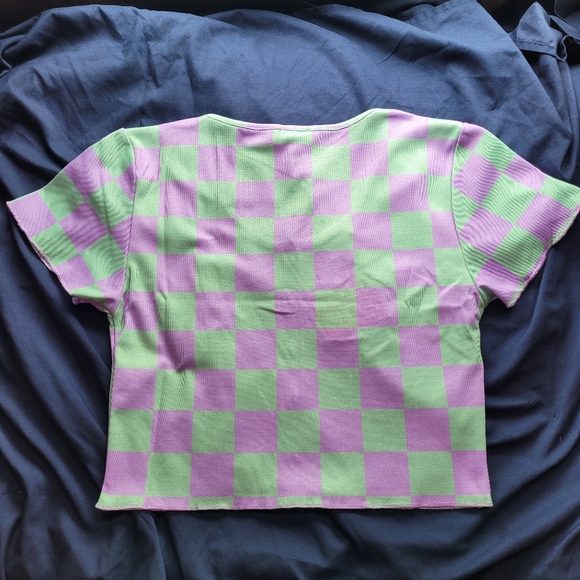 NG Order Officially Licensed Sanrio Hello Kitty Checkerboard Button Down Top - Picture 2 of 7